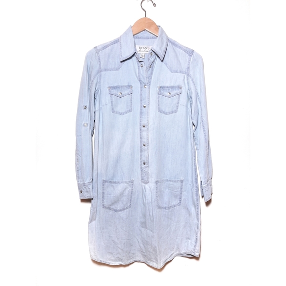 Ryan Michael Dresses & Skirts - Ryan Michael Chambray Denim Jean Button Up Dress
